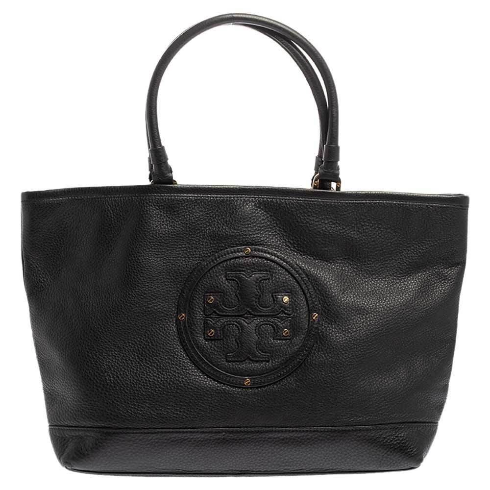 Tory Burch Black Leather Tote Bag
